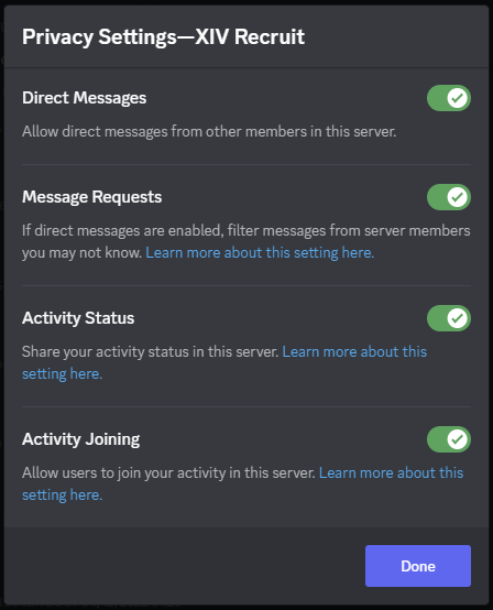 Discord server settings